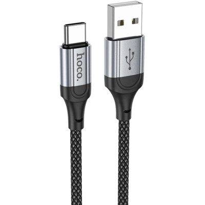 Дата кабель USB 2.0 AM to USB-C 1.0m 3A nylon X102 black HOCO (6942007608770)