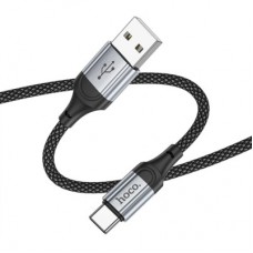 Дата кабель USB 2.0 AM to USB-C 1.0m 3A nylon X102 black HOCO (6942007608770) - Фото
