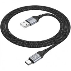 Дата кабель USB 2.0 AM to USB-C 1.0m 3A nylon X102 black HOCO (6942007608770) - Фото