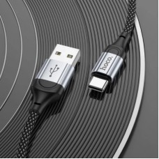 Дата кабель USB 2.0 AM to USB-C 1.0m 3A nylon X102 black HOCO (6942007608770) - Фото