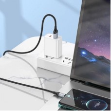 Дата кабель USB 2.0 AM to USB-C 1.0m 3A nylon X102 black HOCO (6942007608770) - Фото