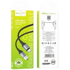 Дата кабель USB 2.0 AM to USB-C 1.0m 3A nylon X102 black HOCO (6942007608770) - Фото