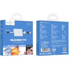 Дата кабель USB 2.0 AM to Lightning 1.0m 2A silicone X21 black+white HOCO (6957531071365) - Фото