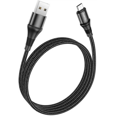 Дата кабель USB 2.0 AM to Micro 5P 1.0m 2.4A nylon X50 black HOCO (6931474734211)