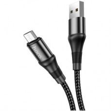 Дата кабель USB 2.0 AM to Micro 5P 1.0m 2.4A nylon X50 black HOCO (6931474734211) - Фото