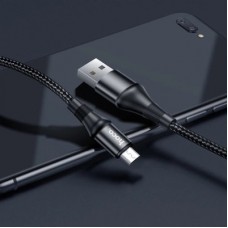 Дата кабель USB 2.0 AM to Micro 5P 1.0m 2.4A nylon X50 black HOCO (6931474734211) - Фото