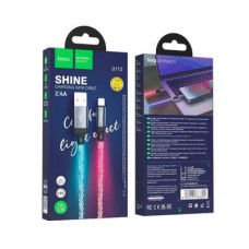 Дата кабель USB 2.0 AM to Lightning 1.0m U112 Shine gray HOCO (6931474788801) - Фото