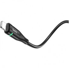 Дата кабель USB 2.0 AM to Lightning 1.2m 2.4 A nylon light indicator U93 black HOCO (6931474732132) - Фото