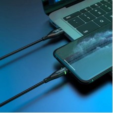 Дата кабель USB 2.0 AM to Lightning 1.2m 2.4 A nylon light indicator U93 black HOCO (6931474732132) - Фото