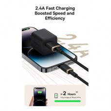 Дата кабель USB 2.0 AM to Lightning 1.0m 2.4A red+black Baseus (P10377801U01-01) - Фото