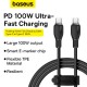 Дата кабель USB-C to USB-C 1.2m 100 W black Baseus (P10355702111-00) Дата кабель USB-C to USB-C 1.2m 100 W black Baseus (P10355702111-00)