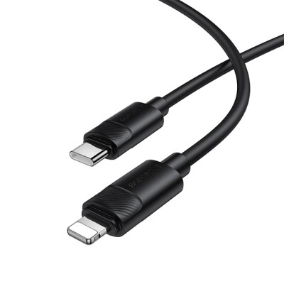 Дата кабель USB-C to Lightning 1.0m PD30W silicone BX123 Leya black BOROFONE (6941991124174)