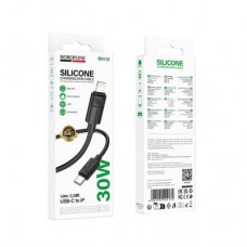 Дата кабель USB-C to Lightning 1.0m PD30W silicone BX123 Leya black BOROFONE (6941991124174) - Фото