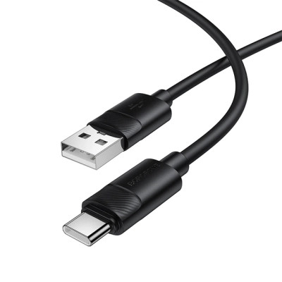 Дата кабель USB 2.0 AM to USB-C 1.0m silicone BX123 Leya black BOROFONE (6941991124211)