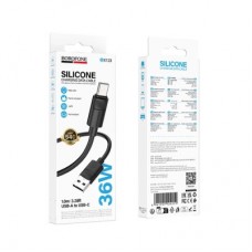 Дата кабель USB 2.0 AM to USB-C 1.0m silicone BX123 Leya black BOROFONE (6941991124211) - Фото