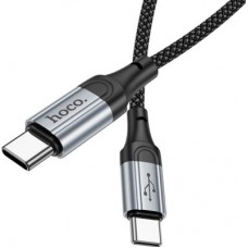 Дата кабель USB-C to USB-C 1.0m 3A nylon X102 black HOCO (6942007608787) - Фото