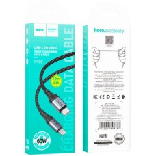 Дата кабель USB-C to USB-C 1.0m 3A nylon X102 black HOCO (6942007608787) - Фото