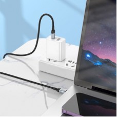 Дата кабель USB-C to USB-C 1.0m 3A nylon X102 black HOCO (6942007608787) - Фото