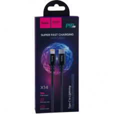 Дата кабель USB-C to Lightning 1.0m 3A 20W nylon X14 black HOCO (6931474752192) - Фото
