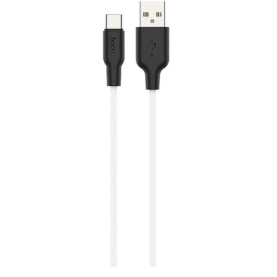 Дата кабель USB 2.0 AM to USB-C 2.0m 3A silicone X21 Plus black+white HOCO (6931474713889)