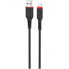 Дата кабель USB 2.0 AM to Lightning 1.0m 2.4A nylon X59 black HOCO (6931474744869) - Фото
