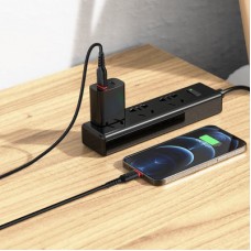 Дата кабель USB 2.0 AM to Lightning 1.0m 2.4A nylon X59 black HOCO (6931474744869) - Фото