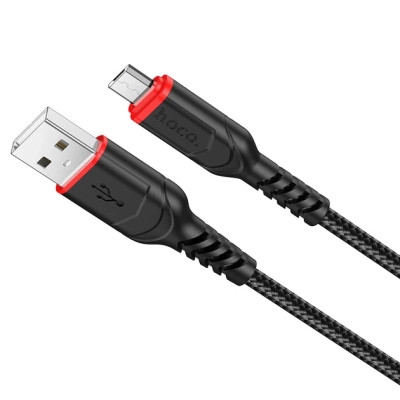 Дата кабель USB 2.0 AM to Micro 5P 1.0m 2.4A nylon X59 black HOCO (6931474744890)
