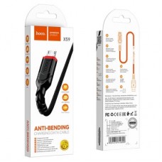 Дата кабель USB 2.0 AM to Micro 5P 1.0m 2.4A nylon X59 black HOCO (6931474744890) - Фото