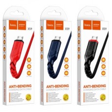 Дата кабель USB 2.0 AM to Micro 5P 1.0m 2.4A nylon X59 black HOCO (6931474744890) - Фото