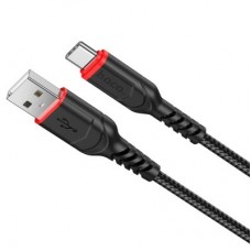 Дата кабель USB 2.0 AM to USB-C 1.0m 3A nylon X59 black HOCO (6931474744920) - Фото