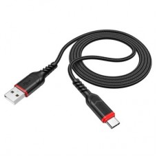 Дата кабель USB 2.0 AM to USB-C 1.0m 3A nylon X59 black HOCO (6931474744920) - Фото
