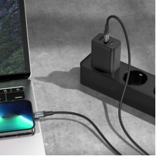 Дата кабель USB-C to Lightning 1.0m PD silicone X86 black HOCO (6931474777898) - Фото