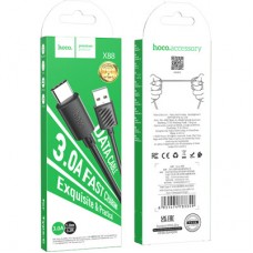 Дата кабель USB 2.0 AM to USB-C 1.0m X88 Gratified black HOCO (6931474783349) - Фото