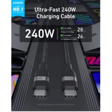 Дата кабель USB-C to USB-C 1.8m 240W upcycled-braided black Anker (A82E2H12) - Фото