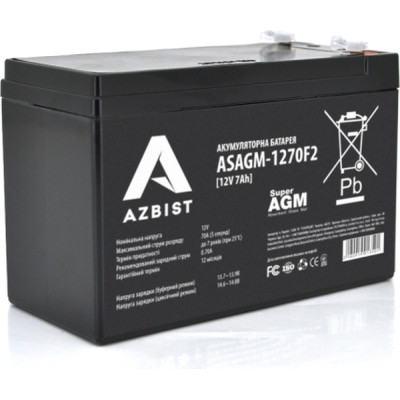 Батарея до ДБЖ AZBIST 12 V 7 Ah Super AGM (ASAGM-1270F2)