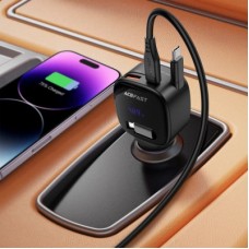 Зарядний пристрій Acefast 1xUSB-C PD95W + telescopic cable USB-C black (6974316285946) - Фото