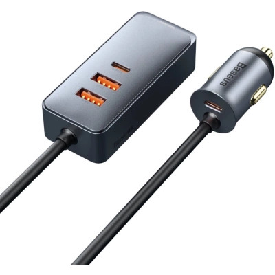 Зарядний пристрій Baseus 2xUSB-C + 2xUSB 120 W + extension cord gray (CCBT-A0G)