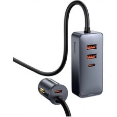 Зарядний пристрій Baseus 2xUSB-C + 2xUSB 120 W + extension cord gray (CCBT-A0G) - Фото