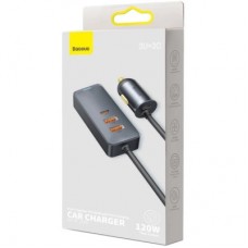 Зарядний пристрій Baseus 2xUSB-C + 2xUSB 120 W + extension cord gray (CCBT-A0G) - Фото