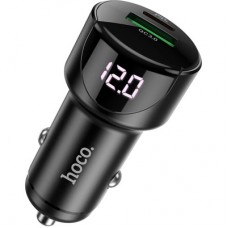 Зарядний пристрій HOCO 1xUSB-C PD20W + 1xUSB QC 3.0 car adapter Z42 black (6931474742544) - Фото