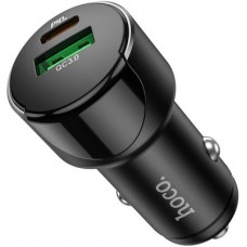 Зарядний пристрій HOCO 1xUSB-C PD20W + 1xUSB QC 3.0 car adapter Z42 black (6931474742544) - Фото