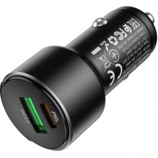 Зарядний пристрій HOCO 1xUSB-C PD20W + 1xUSB QC 3.0 car adapter Z42 black (6931474742544) - Фото