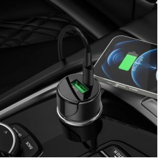 Зарядний пристрій HOCO 1xUSB-C PD20W + 1xUSB QC 3.0 car adapter Z42 black (6931474742544) - Фото