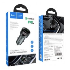 Зарядний пристрій HOCO 1xUSB-C PD20W + 1xUSB QC 3.0 car adapter Z42 gray (6931474742551) - Фото
