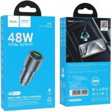 Зарядний пристрій HOCO 1xUSB-C PD30W + 1xUSB QC 3.0 48 W car adapter Z60 gray (6942007642095) - Фото