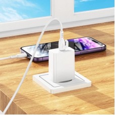Зарядний пристрій BOROFONE USB-C PD20W + cable USB-C to Lightning white (6941991111419) - Фото