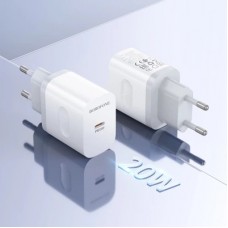Зарядний пристрій BOROFONE USB-C PD20W + cable USB-C to USB-C white (6941991121371) - Фото