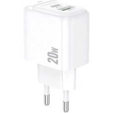 Зарядное устройство BOROFONE BAS44A 1xUSB-C PD20W + 1xUSB QC3.0 white (6941991113840)