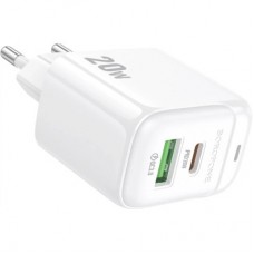 Зарядний пристрій BOROFONE BAS44A 1xUSB-C PD20W + 1xUSB QC3.0 white (6941991113840) Зарядний пристрій BOROFONE BAS44A 1xUSB-C PD20W + 1xUSB QC3.0 white (6941991113840) - Фото