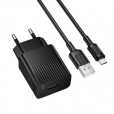 Зарядное устройство BOROFONE BAS71A USB + cable USB to Micro 5P 2.1A black (6941991122590)